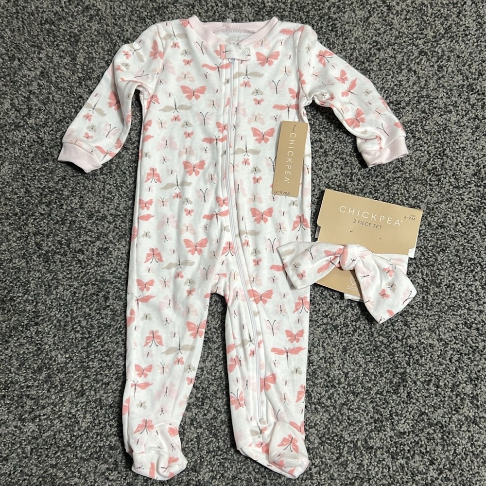 Chick Pea Baby Girl Butterfly Outfit 2 PC Size 6-9 Months NWT